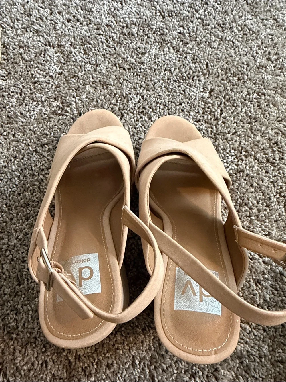 DV by Dolce Vita Tan Crisscross Platform Wedge Sandals